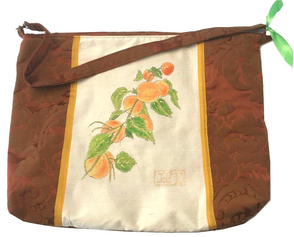 Grafted Apricot on Silk & Tapestry ART BAG 22x17 zippered