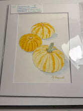 Load image into Gallery viewer, Fall Harvest Pumpkins Original Pen and Watercolor Sketch 8x10 140 lb cp white mat
