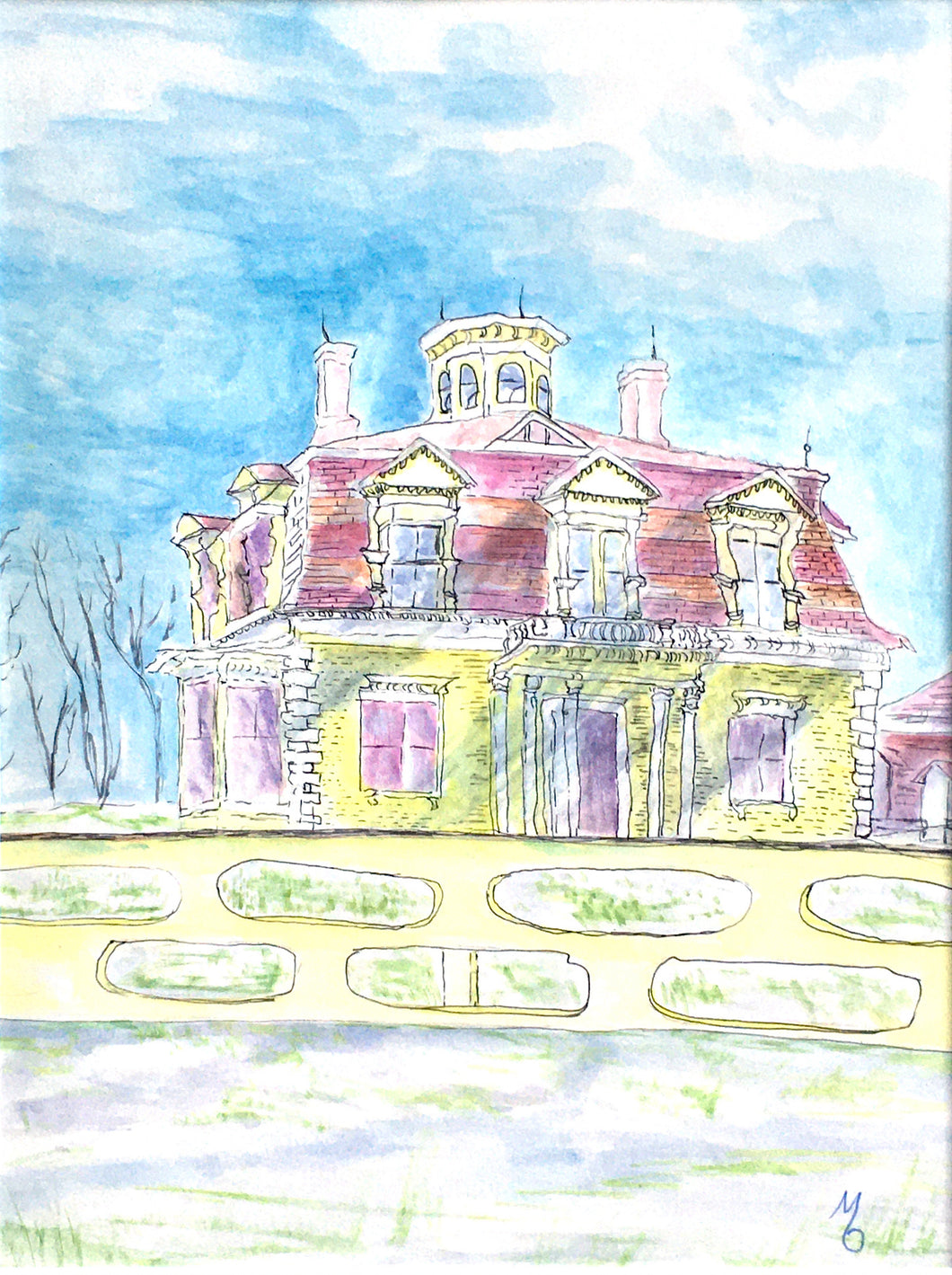 Penniman House Eastham Original Pen & Watercolor 11x14 w/white mat