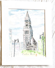 Load image into Gallery viewer, Custom House Boston Original Pen &amp; Wash on Hahnemuhle Paper 11x14 w/mat
