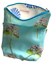 Load image into Gallery viewer, Hydrangea Cross Body Botanical Purse with Scallop Shell Lining, 10&quot;w x 11&quot;h
