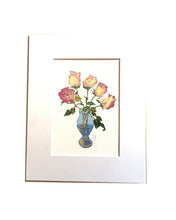 Load image into Gallery viewer, Roses in a Vase Print on Hahnemuhle Paper 8x10 white mat
